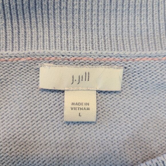 J Jill Womens L Blue Pastel Long Sleeve Relaxed Fit Pullover Sweater Cabincore - Picture 10 of 16